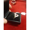 Trilogie verticale rubis avec bague en diamants - Vintage