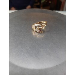 Schlangen-Design-Goldring mit Diamanten mit blauen Saphirögen