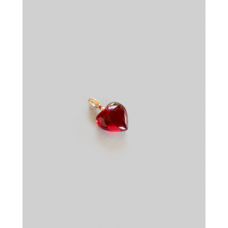 Gold & Cherry Amber Pendant, Heart Baltic Amber Gemstone, Elegant, Classic