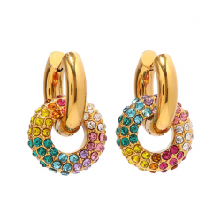 Gold Round Earrings in...