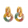 Gold Round Earrings in Titanium Steel and Diamonds