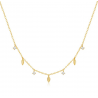 Gold Silver And Diamond Leaf Necklace