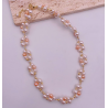 White Glass Beads + Pink Freshwater Pearl Necklace