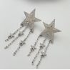 Silver Copper Diamond Star Earrings