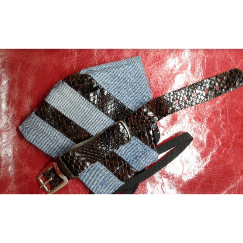 PYTHON SILVER Fashionable Accessory Set: Includes Denim Face Mask and  Watch Strap