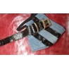 PYTHON GOLD LINES Fashionable Accessory Set: Includes Denim Face Mask and  Watch Strap