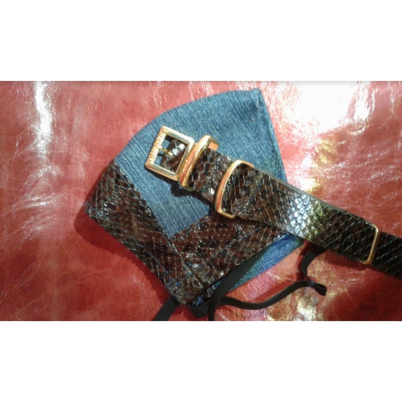 PYTHON GOLD SQUARE Fashionable Accessory Set: Includes Denim Face Mask and  Watch Strap