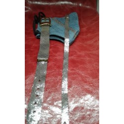 SILVER Fashionable Accessory Set: Includes Denim Face Mask, Silver Watch Strap and Women’s Collar Necklace