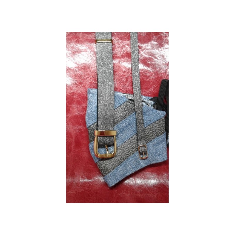 GREY MARBLE Fashionable Accessory Set: Includes Denim Face Mask, Silver Watch Strap and Women’s Collar Necklace