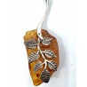 Natural baltic amber pendant with silver leaf - Vintage