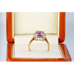 Gold ring with central ametrine and diamonds